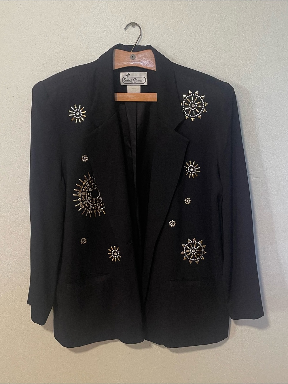 Vintage Saint Germain Paris Black Embellished Women's Blazer